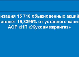 Реализация 15718 обыкновен. акций АОР НП «Жуковмежрайгаз» (19,34%)