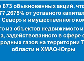 673 обыкновенных акции АО «Сжиженный газ Север»